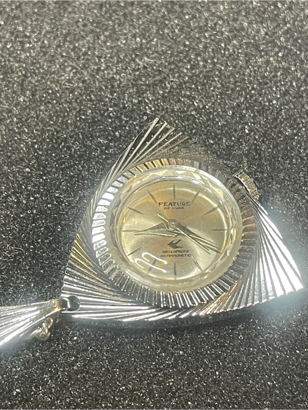 Silver-Tone Teardrop Pendant Watch